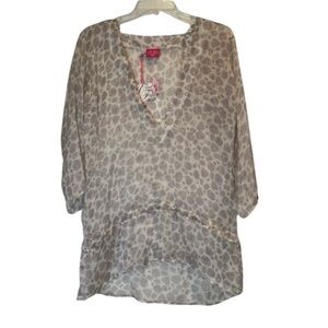 NWT Y2K Leopard Print Swim Beach Cover Up Tunic by Have Faith Small